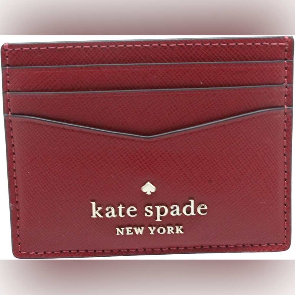 Kate spade New York Staci Small Slim Card Holder In Red Currant - EUC